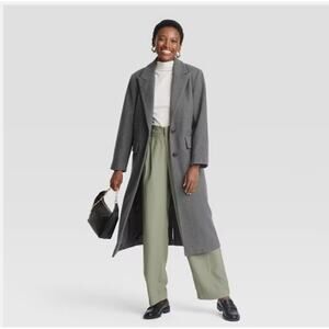 Women's Faux Wool Long Topcoat Gray XS - A New Day - NWT